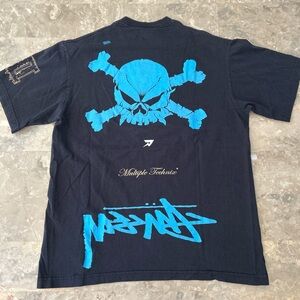 Vintage Early 2000s Stussy Multiple Technix Skull Tee Medium 20x26